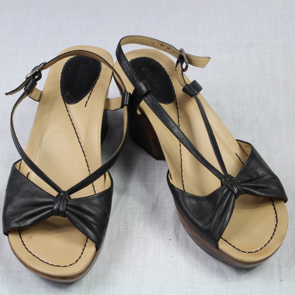 Black Dansko Wooden Heel Sandals